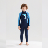 DIVESTAR Desain Khusus 2.5mm Neoprene Lengan Panjang Resleting Belakang Baju Selam Anak untuk Menyelam Snorkeling Berenang Surfing untuk Anak-Anak
