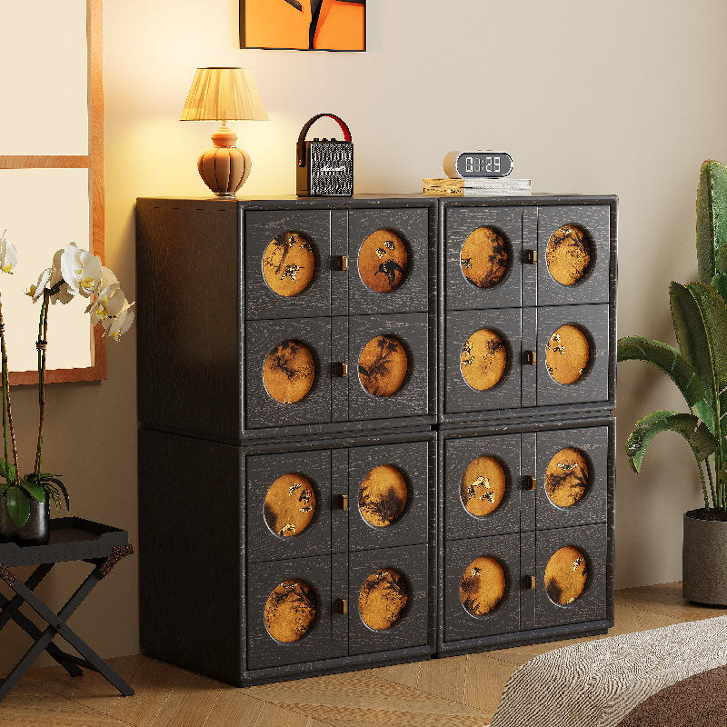 ตู้ผ้ากอซเซียงหยุน 502 - สีดำวินเทจ - 4 ชิ้น