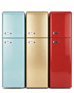 Réfrigérateur rétro 142L, mini-réfrigérateur vintage à deux portes, <span class=keywords><strong>congélateur</strong></span> silencieux, 3 couleurs pour appartement, maison, hôtel, dortoir - Product Image 3