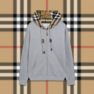 2026 New Trend Casual High-Style Plaid Hat Designer Style Vintage khaki Bur berry <b>Zipper</b> <b>Jacket</b> for Men - Product Image 1
