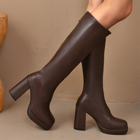 Nouvelles Bottes Hautes Femme Style Tendance Talons Hauts Sexy 9,2 cm Bottes Longues Couleur Unie 35CM Coutures Droites CFen6176