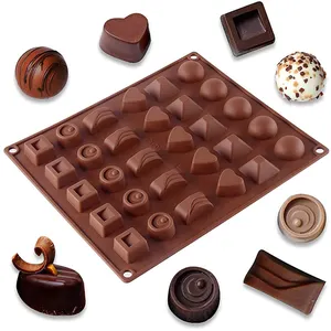 30 Bars 6 Groups Of Different Shapes Chocolate Silicone Mold Love Heart Semicircle Pyramid Square Candy Cake Baking Tools