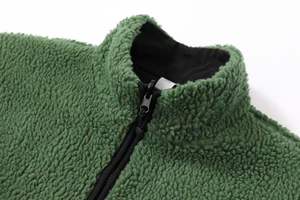 Giacca in pile reversibile alla moda da <span class=keywords><strong>uomo</strong></span> personalizzata con colletto rialzato con cerniera frontale a spalla, adatta per l'abbigliamento invernale da esterno - Product Image 3