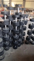 Haltères en caoutchouc à noyau en acier DINUO, qualité commerciale, 10 kg, poids fixe, antidérapants, logo personnalisé, pour la maison, la salle de sport, le CrossFit, l'entraînement fonctionnel