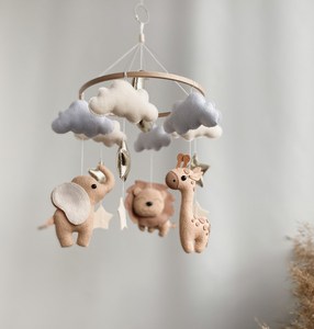Neutro genere boho custom nursery decor hanging wool felt <span class=keywords><strong>safari</strong></span> animals handmade baby culla cellulari - Product Image 2