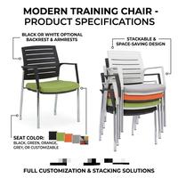 Fauteuil noir avec accoudoirs, mobile et empilable, pour salles de conférence, chaise de bureau à dossier en plastique pour le personnel, fabriqué en Chine.