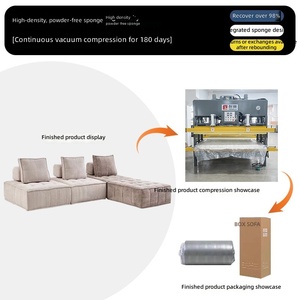 Sofá Modular de Tela 7D de Alta Densidad, Diseño <span class=keywords><strong>Everett</strong></span>, Sofá Perezoso con Reposapiés, Esponja Comprimida - Product Image 3