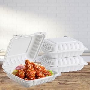 Contenedor de Plástico Desechable para Comida para Llevar, con Tapa Abatible, Resistente a Fugas, Calentable, con 3 Compartimentos, Personalizable con Logotipo para Restaurantes - Product Image 4