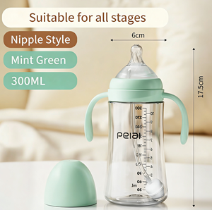 Biberon anti-colique en PP et silicone avec tétine naturelle sans BPA, à large ouverture, facile à nettoyer, motif imprimé - Product Image 3