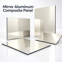 Panneau composite en aluminium miroir, couleur or champagne, 3 mm, taille personnalisée pour le revêtement du comptoir de réception