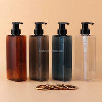 Bouteille pompe carrée en PET ambré de 500 ml, rechargeable, pour huile essentielle, shampoing, après-shampoing, gel douche, soin de la peau, emballage personnalisé