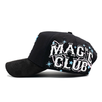 Casquette de baseball 5 panneaux personnalisée, brodée, en coton et daim, avec strass, pour l'extérieur, style Snapback A-Frame