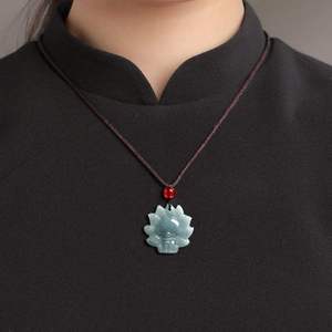 หยกธรรมชาติสีน้ำเงินหยกน้ำจืด จี้หยก UNISEX จิ้งจอกเก้าหาง สไตล์จีน ดีไซน์ดั้งเดิม ของขวัญพร้อมใบรับรองการประเมินราคา DW30 - Product Image 4