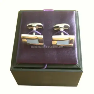 क्लासिक गत्ता कागज Cufflink पैकिंग प्रकरण जन्मदिन कफ लिंक उपहार बॉक्स के साथ रिबन