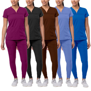 Women <b>Blue</b> <b>Scrub</b> Suit Set Moisture Wicking Hospital Uniform Short Sleeve Pants Top - Product Image 5
