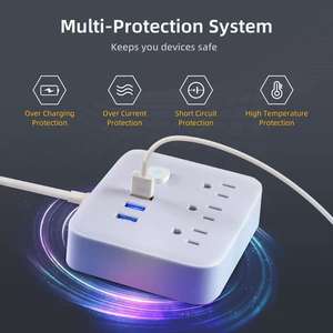 Hot Selling 10a Power Strip <span class=keywords><strong>3</strong></span> Ac <span class=keywords><strong>3</strong></span>-Outlet Overspanningsbeveiliging Nfc Usb <span class=keywords><strong>2</strong></span> Poorten Netwerkuitbreidingskaart Etl Fcc Voor - Product Image 2