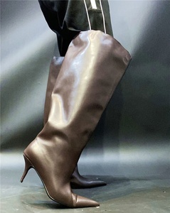 Women Knee High <b>Boots</b> Pointed Toe Shoes Super Wide Top Long Booties Stilettos Candy Colors High Heels Footwear Size 35-45 - Product Image 5