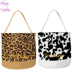 Sacs en toile <span class=keywords><strong>de</strong></span> coton avec motif <span class=keywords><strong>de</strong></span> <span class=keywords><strong>vache</strong></span> laitière mignonne et imprimé léopard brun, logo personnalisé 2026, paniers <span class=keywords><strong>de</strong></span> Pâques pour enfants, cadeau <span class=keywords><strong>de</strong></span> Pâques - Product Image 1