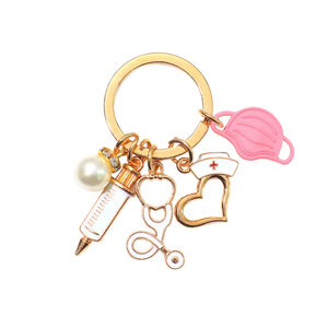 Portachiavi Creativo per Infermieri, Mascherina Medica, Siringa, Stetoscopio, Mini Portachiavi a Forma di Cuore, Regalo per Insegnanti di Medicina, Festa degli Infermieri - Product Image 2