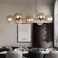 8 Lampes Bras Lustres Modernes Global Verre LED Suspension pour Salon Lustre Lampe Suspension Suspension Moderne Verre