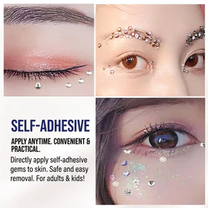 อายไลเนอร์ประดับเพชรพลอย อายไลเนอร์สำหรับเทศกาล ตกแต่งใบหน้า บินดี ประดับเพชรพลอย กลิตเตอร์ติดตัว สติ๊กเกอร์คริสตัลสำหรับผู้หญิงและเด็ก แต่งหน้า - Product Image 2