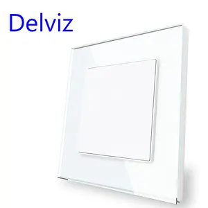 Delviz Panel saklar kaca kristal yang diperkuat, jarak lubang dudukan 60mm, ize 86mm * 86mm, panel kosong pelat penutup pengisi dinding persegi