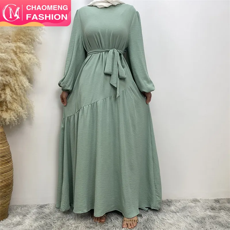 6738 # phụ nữ mới nhất maxi Dresses Hight chất lượng nhăn crepe dài giản dị Dresses hồi giáo thời trang phụ nữ quần áo bán buôn