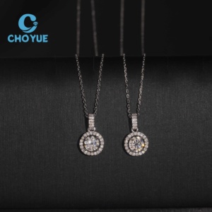 Collar con Colgante de Moissanita Redonda de 6.5MM en Plata de Ley 925, Joyería Fina Personalizada de Moda para Mujer - Product Image 6