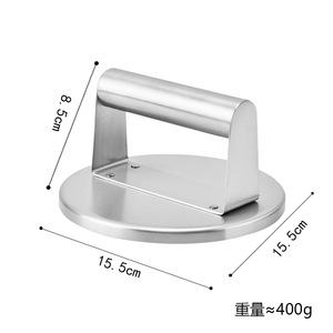 Prensa Manual Redonda de Acero Inoxidable Anti-Quemaduras para Hamburguesas y Carne, Parrilla Metálica Resistente para Cocina y BBQ - Product Image 5