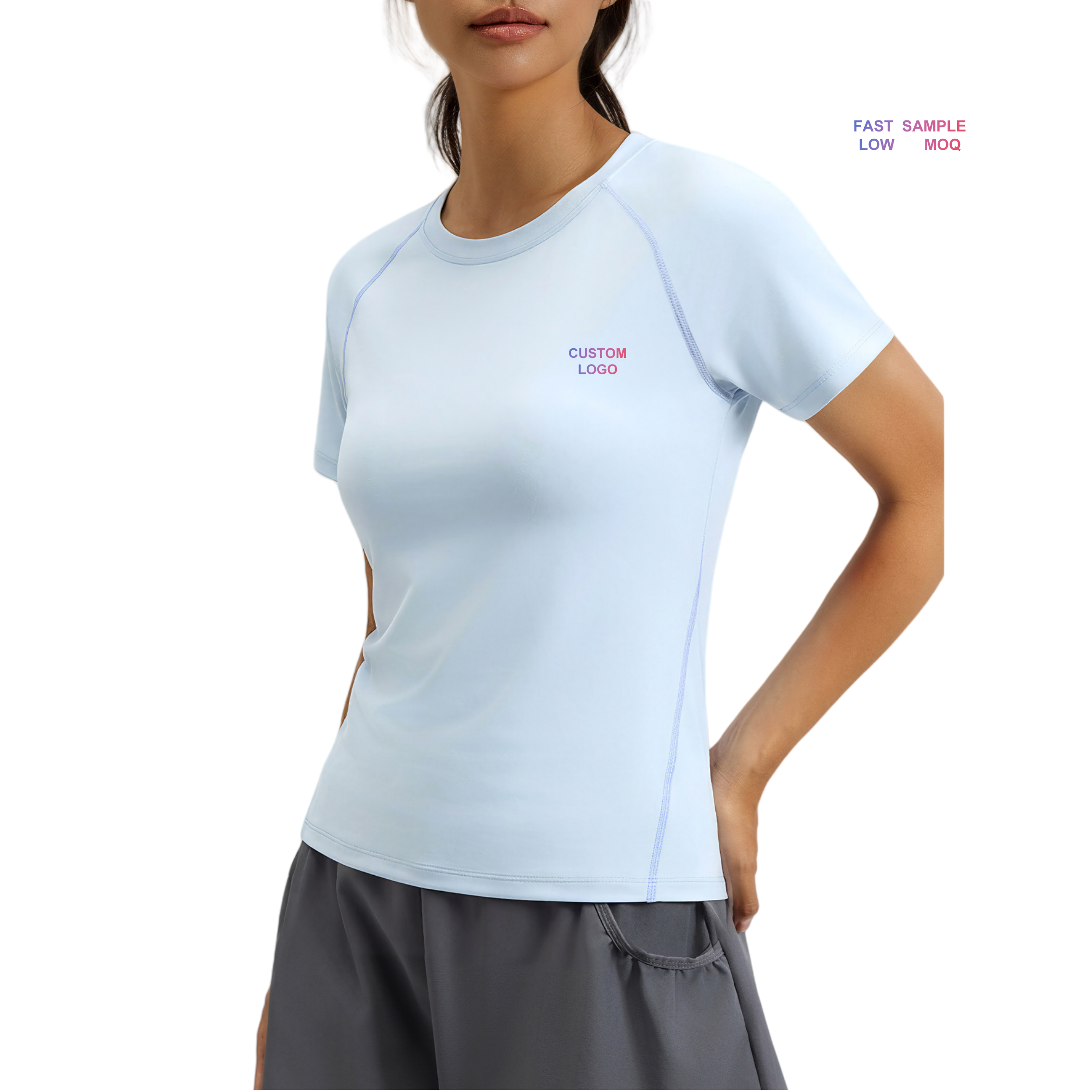 OEM Breathable Quick Dry Training T Shirt Custom Logo Slim Fit Yoga T-shirt Woman Blank Running T-shirt