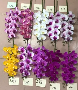 Vero tocco di lattice viola 9 teste di fiori di orchidea artificiale per la casa decorazione di cerimonia nuziale