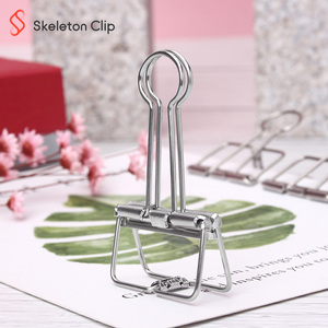 Clips de reliure creux en acier inoxydable 304 Design créatif pour une utilisation scolaire 19mm/32mm pince domestique avec sac Opp + boîte en Carton - Product Image 5