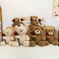 Ours en peluche mignon de 25 cm pour la Saint-Valentin, jouet en peluche super doux en coton PP, décoration pour fête, dessin animé, anti-stress, certifié CE