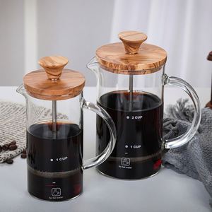 Luxury Design 400ml 800ml Manual Glass <b>Coffee</b> Brewer French Press <b>Coffee</b> Maker With Bamboo Lid and 304 SS <b>Filter</b> for Office Home - Product Image 3