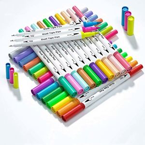 Marqueurs lavables, fournitures artistiques, peinture, stylos à double pointe à tête souple, ensemble de stylos à aquarelle personnalisés pour le dessin, l'esquisse et l'écriture - Product Image 1