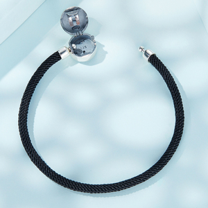 Pulsera de Plata de Ley 925 con Calavera Rebelde y Cordón Encerado Negro, Estilo Punk <span class=keywords><strong>Rock</strong></span>, para Hombre y Mujer, Base para Charms DIY SCB247 - Product Image 2