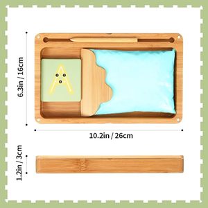 Plateau à <span class=keywords><strong>sable</strong></span> en bois Montessori avec <span class=keywords><strong>couvercle</strong></span> en bambou pour apprendre à écrire des lettres et des chiffres - Product Image 6