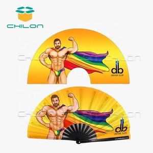 Ventilador de mano personalizado para sublimación decorativo UV resplandor grande ventilador de mano de bambú Rave plegable Trippy ventiladores de mano - Product Image 5