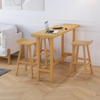 Nouvelle Table de Bar Moderne 2025 en Bois Massif, Vente en Gros Usine, Combinaison Commerciale et Domestique, Chaise Haute Murale pour Balcon