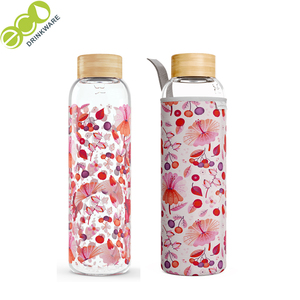 GA5062 500ml <span class=keywords><strong>e</strong></span> botellas de viaje de silicona venta al por mayor de vidrio de borosilicato botella de agua con la tapa de Bambú - Product Image 6