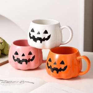 Ensemble de tasses en céramique à motif de citrouille d'Halloween - Tasses à café et à thé festives pour les fêtes - Product Image 4
