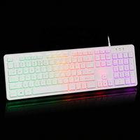 Clavier de jeu filaire OEM ODM à membrane, 104 touches, blanc et noir, RGB, rétroéclairé, USB 3.0, pour ordinateur portable