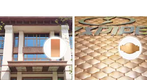 Cortina de cobre oca para parede, painéis decorativos, desenhos de escultura externa, fachada de edifício