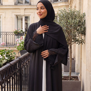 Abaya Islámica de Encaje para Mujer, Talla Grande, Color Sólido, Inspirada en Dubái y Turquía, para Oraciones del Eid, Inspirada en el Medio Oriente - Product Image 3