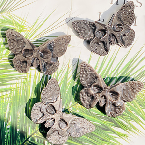 Grosir alami dipoles kupu-kupu kristal ukiran penyembuhan perak batu Obsidian permata tengkorak ukiran ornamen untuk dekorasi - Product Image 1