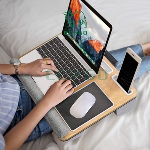 Wooden <strong>Lap</strong> <strong>Desk</strong> Fits up to 17 Inches Laptop <strong>Desk</strong> Built in Mouse Pad &amp; Wrist Pad <strong>for</strong> Tablet Laptop Stand with Pen &amp; Phone Holder - Product Image 3