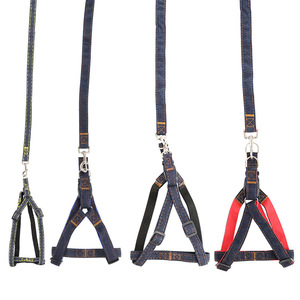 Laisse pour chien en denim, fabrication directe d'usine, rembourrée, tissu épais cousu, bouton classique, résistante à l'usure, corde de traction solide pour chien - Product Image 5
