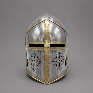 Casco de Armadura Metálica de Guerrero Medieval de Diseño Moderno, Elaborado para Fanáticos de la Edad Media, Casco de Caballero Histórico de Acero Duradero - Product Image 1