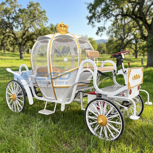 Chariot de balade électrique haut de gamme entièrement fermé, modèle Citrouille de Cendrillon, avec porte et éclairage LED, pour une expérience de princesse royale - Product Image 1