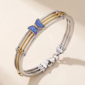 925 <b>Silver</b> Butterfly <b>Bracelet</b> for Women Two Tone Sterling <b>Silver</b> <b>Bracelet</b> Blue Butterfly <b>Charm</b> <b>Bracelet</b> Designer Fashion Jewelry - Product Image 3